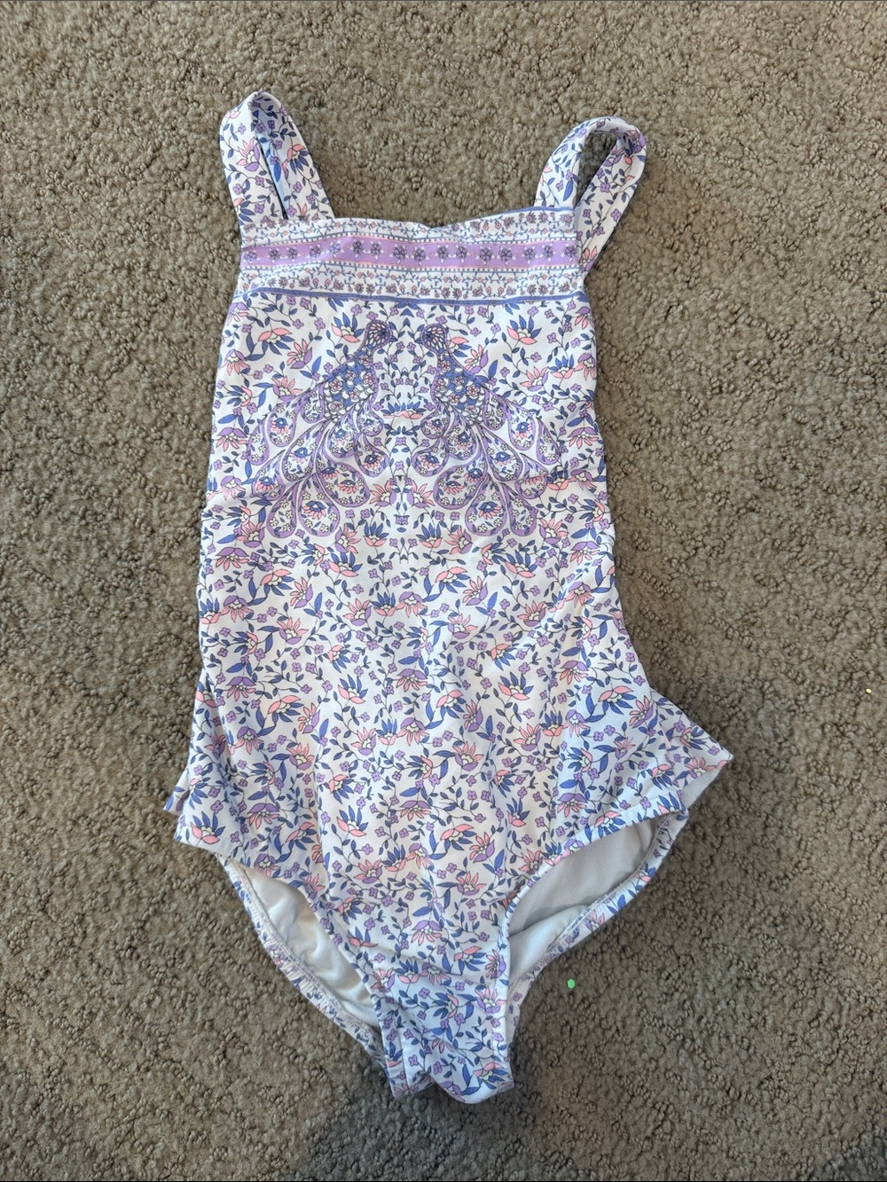 Seafolly Floral Print Girls One-Piece Swimsuit in Lavender